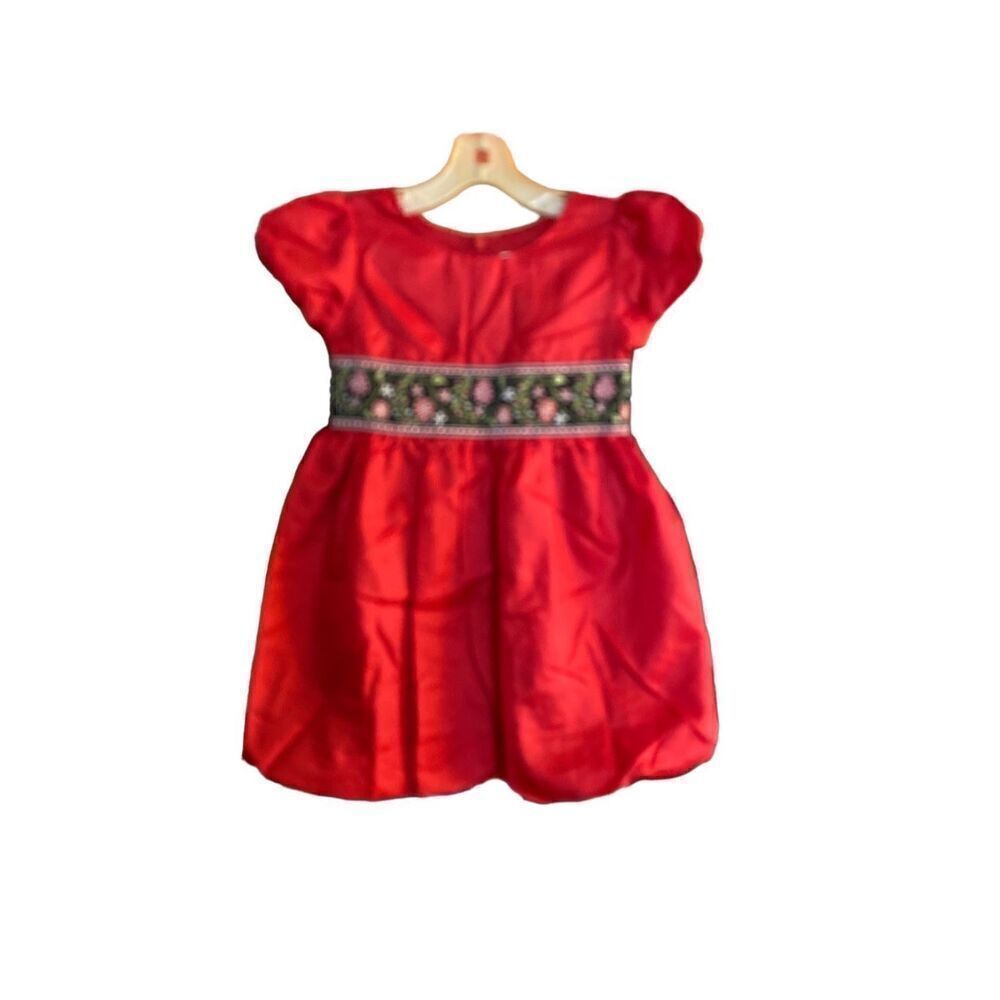 Hanna Andersson toddler girls red embellished sash dress S/3T ￼